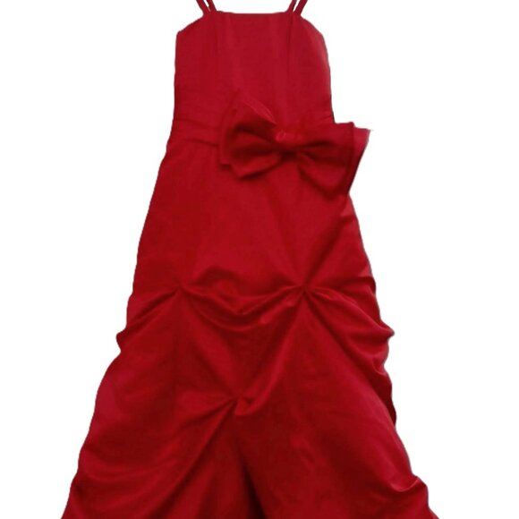 Girls Red Formal Dress 25.5" Chest 28" Waist Sleeveless Bow Poofy Pageant Gown - Picture 5 of 5
